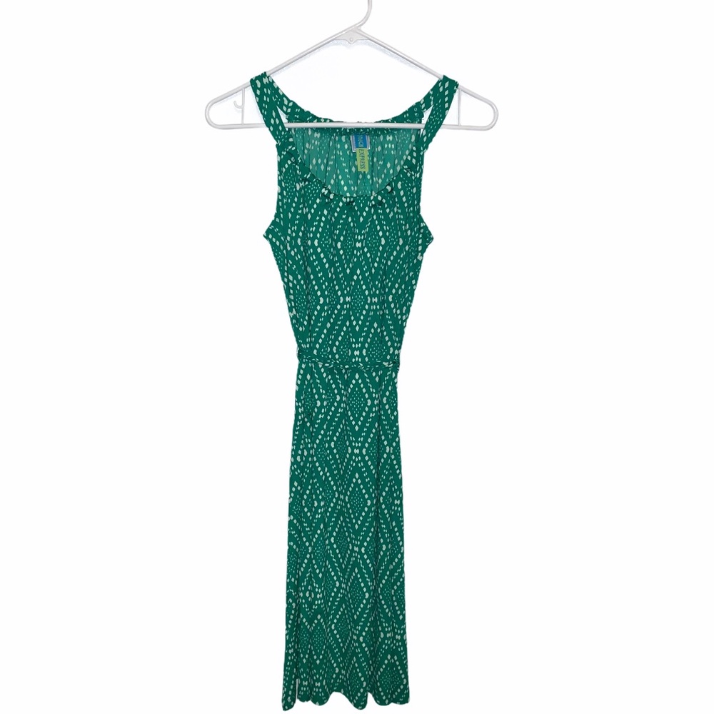Touch express green white abstract dress small